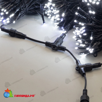 Комплект 3 Белых Нити по 20м с Мерцанием Белого Диода, 600 LED, провод Черный Каучук 2,3мм, IP54 04-5343