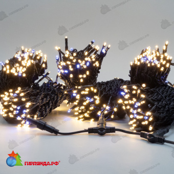 Комплект 3 Тепло-Белых Нити по 20м с Мерцанием Белого Диода, 600 LED, провод Черный Каучук 2,3мм, IP54 04-5344