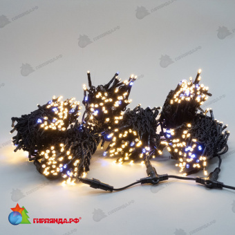 Комплект 3 Тепло-Белых Нити по 20м с Мерцанием Белого Диода, 600 LED, провод Черный Каучук 2,3мм, IP54 04-5344