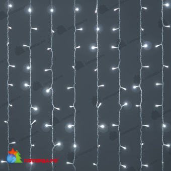 Гирлянда Занавес Облегченный 2 x 1 м Белый 220В, 200 LED, провод Прозрачный ПВХ, IP54 04-5350