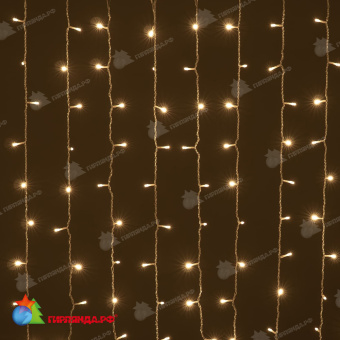 Гирлянда Занавес Облегченный 2 x 1 м Тепло-Белый 220В, 200 LED, провод Прозрачный ПВХ, IP54 04-5351