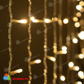 Гирлянда Занавес Облегченный 2 x 1 м Тепло-Белый 220В, 200 LED, провод Прозрачный ПВХ, IP54 04-5351