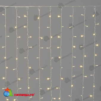 Гирлянда Занавес Облегченный 2 x 1 м Тепло-Белый 220В, 200 LED, провод Прозрачный ПВХ, IP54 04-5351