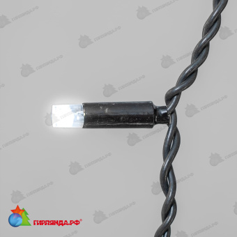 Гирлянда Занавес Облегченный c Колпачком 2 x 1 м Белый 220В, 200 LED, провод Черный Каучук 2,3мм, IP65 04-5352