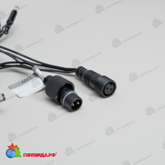 Гирлянда Занавес Облегченный c Колпачком 2 x 1 м Белый 220В, 200 LED, провод Черный Каучук 2,3мм, IP65 04-5352