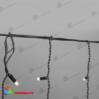 Гирлянда Занавес Облегченный c Колпачком 2 x 1 м Тепло-Белый 220В, 200 LED, провод Черный Каучук 2,3мм, IP65 04-5353