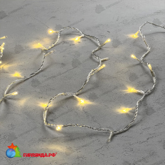 Гирлянда Нить 10м Золотой с Мерцанием Теплый Белый диод 24В, 100 LED, провод Прозрачный ПВХ, IP54 04-5358