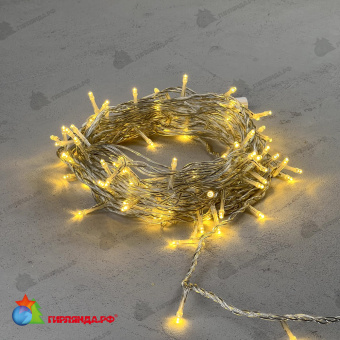 Гирлянда Нить 10м Золотой 24В, 100 LED, провод Прозрачный ПВХ, IP54 04-5363