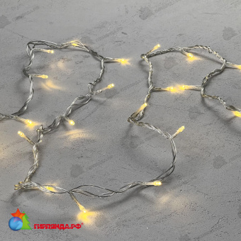 Гирлянда Нить 10м Золотой 24В, 100 LED, провод Прозрачный ПВХ, IP54 04-5363
