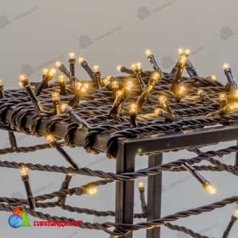Гирлянда Нить 10м Тепло-Белая 220В, 100 LED, провод Черный ПВХ, IP54 04-5366