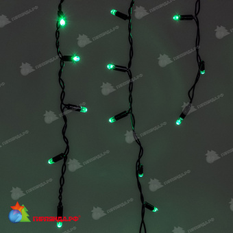 Гирлянда Бахрома с Колпачком 3,1 x 0,5 м Зелёная 220В, 120 LED, провод Черный ПВХ, IP65 04-5374