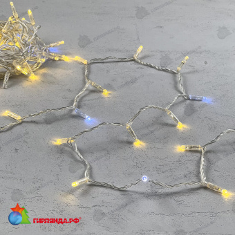 Гирлянда Нить с Колпачком 10м Золотой с Мерцанием Белого Диода 24В, 100 LED, провод Прозрачный ПВХ, IP65 04-5376
