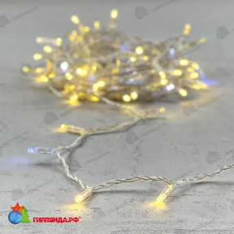 Гирлянда Нить с Колпачком 10м Золотой с Мерцанием Белого Диода 24В, 100 LED, провод Прозрачный ПВХ, IP65 04-5376
