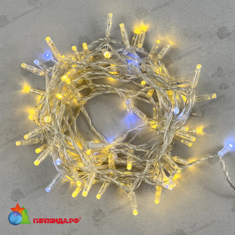 Гирлянда Нить с Колпачком 10м Золотой с Мерцанием Белого Диода 24В, 100 LED, провод Прозрачный ПВХ, IP65 04-5376