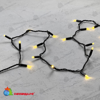 Гирлянда Нить с Колпачком 10м Золотой, 100 LED, провод Черный ПВХ, IP65 04-5382