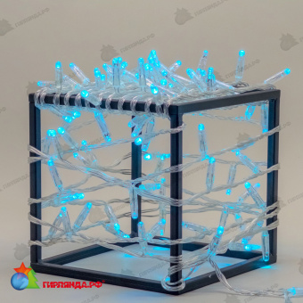 Гирлянда Нить с Колпачком 10м Небесно-Голубая 24В, 100 LED, провод Прозрачный ПВХ, IP65 04-5385
