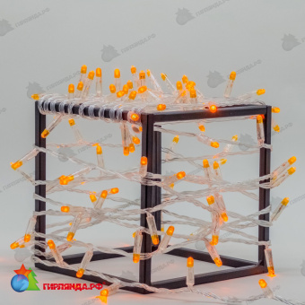 Гирлянда Нить с Колпачком 10м Оранжевая 220В, 100 LED, провод Прозрачный ПВХ, IP65 04-5386