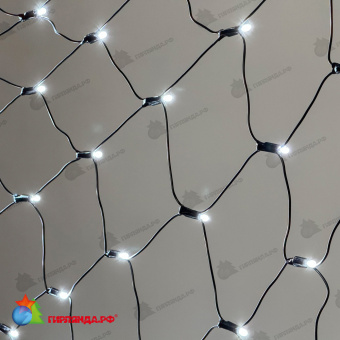 Светодиодная Сеть с Колпачком 2 x 3 м Белая 220В, 384 LED, провод Черный ПВХ, IP65 04-5404