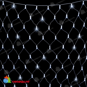 Светодиодная Сеть с Колпачком 2 x 3 м Белая 220В, 384 LED, провод Прозрачный ПВХ, IP65 04-5405