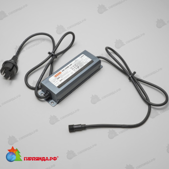 Блок Питания Электронный 150W для Нитей 24В, до 2000 LED, провод Черный Каучук, IP65 04-5418