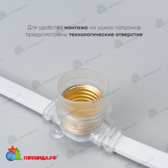 Белт-Лайт 10м, Провод Белый Каучук, Шаг 40 см, 25 Прозрачных Патронов, IP65 04-5427