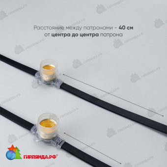 Белт-Лайт 10м, Провод Черный Каучук, Шаг 40 см, 25 Прозрачных Патронов, IP65 04-5428