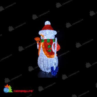 Акриловая светодиодная фигура «Снеговик» 170x125 см, холодный белый. 11-1255