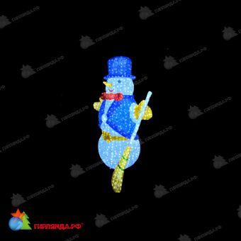Акриловая светодиодная фигура «Снеговик» 200x125 см, холодный белый. 11-1256