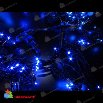 Гирлянда светодиодный занавес, 2х1.5 м., 380 LED, синий, без мерцания, черный ПВХ провод (Без колпачка). 11-1267
