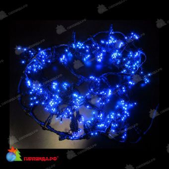 Гирлянда светодиодный занавес, 2х1.5 м., 380 LED, синий, без мерцания, черный ПВХ провод (Без колпачка). 11-1267
