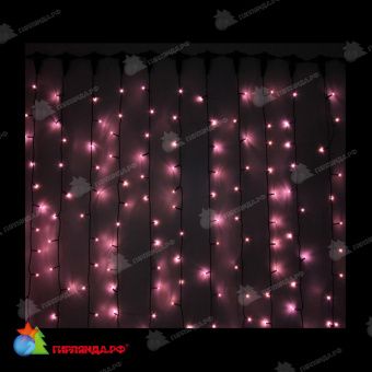 Гирлянда светодиодный занавес, 2х1.5 м., 380 LED, розовый, без мерцания, черный ПВХ провод (Без колпачка). 11-1268