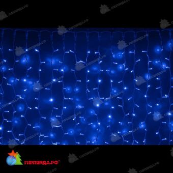 Гирлянда светодиодный занавес, 2x6м., 1140 LED, синий, без мерцания, белый резиновый провод (Каучук), с защитным колпачком. 11-1289
