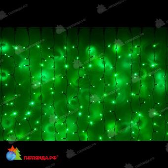 Гирлянда светодиодный занавес, 2х1.5 м., 380 LED, зеленый, с мерцанием, без контроллера, черный провод (пвх), с защитным колпачком. 11-1305