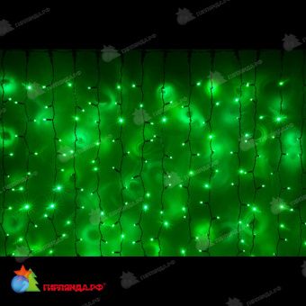 Гирлянда светодиодный занавес, 2х1.5 м., 380 LED, зеленый, чейзинг, с контроллером, черный провод (пвх), с защитным колпачком. 11-1307