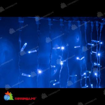 Гирлянда светодиодный занавес, 2х6м., 1140 LED, синий, чейзинг, с контроллером, белый провод (пвх), с защитным колпачком. 11-1340