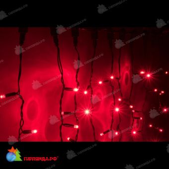 Гирлянда светодиодный занавес, 2х6м., 1140 LED, красный, без мерцания, без контроллера, черный провод (пвх), с защитным колпачком. 11-1346