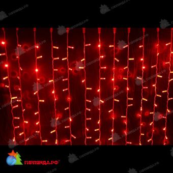 Гирлянда светодиодный занавес, 2х6м., 1140 LED, красный, без мерцания, без контроллера, белый провод (пвх), с защитным колпачком. 11-1383
