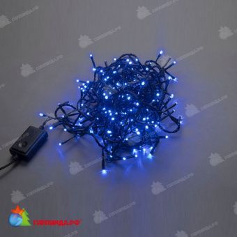 Гирлянда Нить, 10м., 200 LED, синий, чейзинг, контроллер, черный ПВХ провод. 11-1434