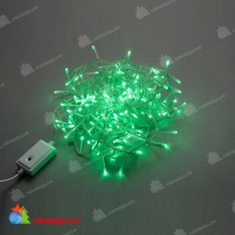 Гирлянда Нить, 10м., 200 LED, зеленый, чейзинг, контроллер, прозрачный ПВХ провод. 11-1437