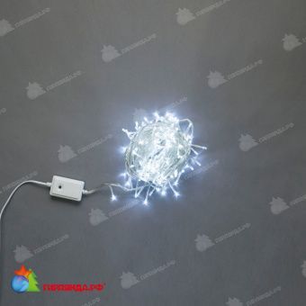 Гирлянда Нить, 10м., 200 LED, холодный белый, чейзинг, контроллер, прозрачный ПВХ провод. 11-1447