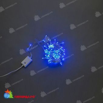 Гирлянда Нить, 20м., 200 LED, синий, чейзинг, контроллер, прозрачный ПВХ провод. 11-1451