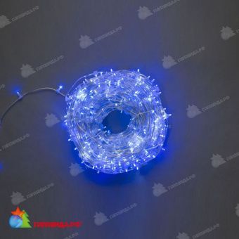 Гирлянда на деревья, Клип-лайт 100м, 666 LED, 12B, синий, с мерцанием, прозрачный провод, без колпачка. 11-1599