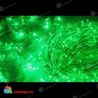 Гирлянда на деревья, Клип-лайт 100м, 667 LED, 12B, зеленый, с мерцанием, прозрачный провод, с защитным колпачком. 11-1600