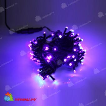 Гирлянда Нить, 10м., 100 LED, пурпурный, без мерцания, черный провод (пвх), без колпачка. 11-1637