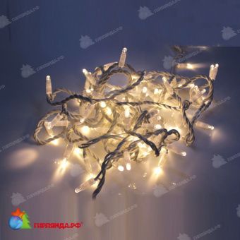 Гирлянда Нить, 10м., 100 LED, теплый белый, без мерцания, белый провод (пвх), с защитным колпачком. 11-1639