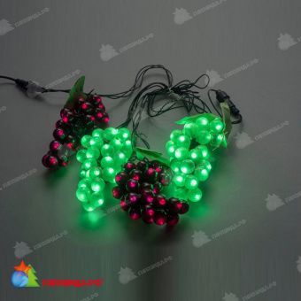 Гирлянда нить с насадками "Грозди винограда" 2.3м., 120 LED, зеленый, лиловый, черный ПВХ провод. 11-1646