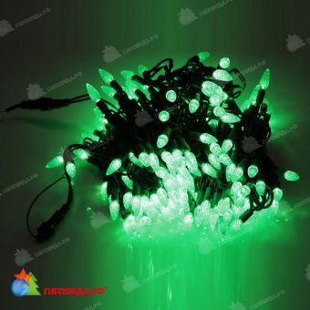 Гирлянда Нить, насадка "Ягодка", 20м., 200-205 LED, зеленый, без мерцания, темно-зеленый провод (пвх). 11-1669
