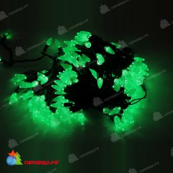 Гирлянда Нить, насадка "Ягодка", 20м., 200-205 LED, зеленый, без мерцания, темно-зеленый провод (пвх). 11-1673