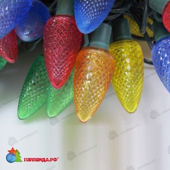 Гирлянда Нить, насадка "Ягодка", 20м., 96 LED, мульти, без мерцания, темно-зеленый провод (пвх).11-1688