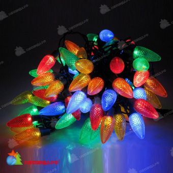 Гирлянда Нить, насадка "Ягодка", 20м., 96 LED, мульти, без мерцания, темно-зеленый провод (пвх).11-1688